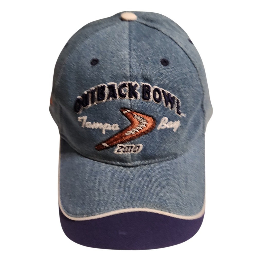 Vintage 2010 Outback‎ Bowl Tampa Bay Denim Hat Northwestern vs Auburn Blue Cap